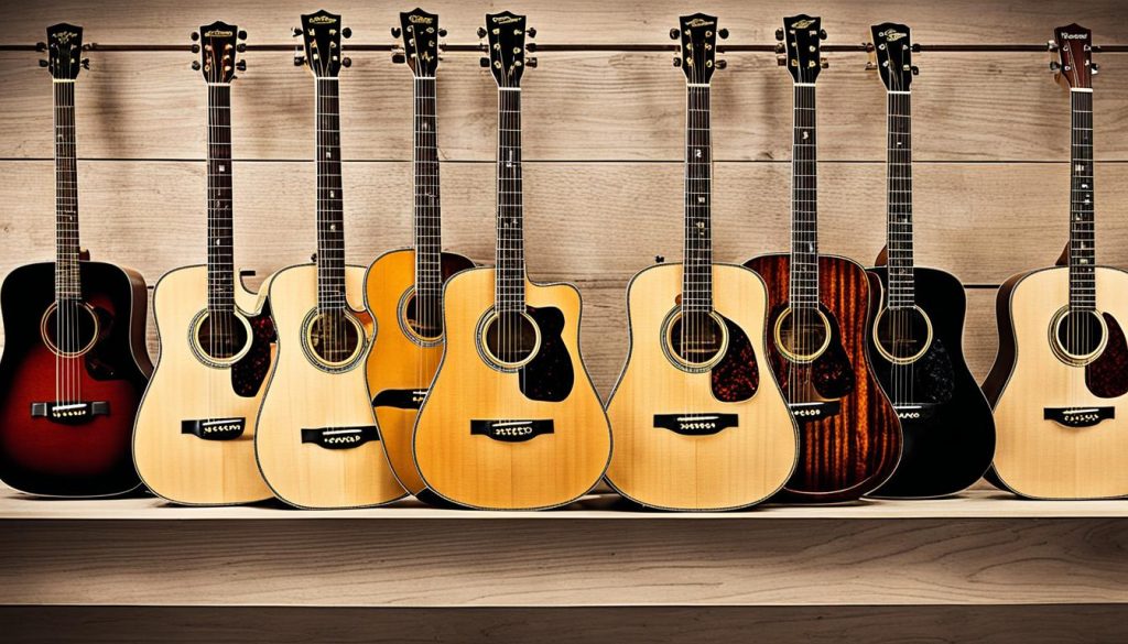 Diferentes modelos de violão